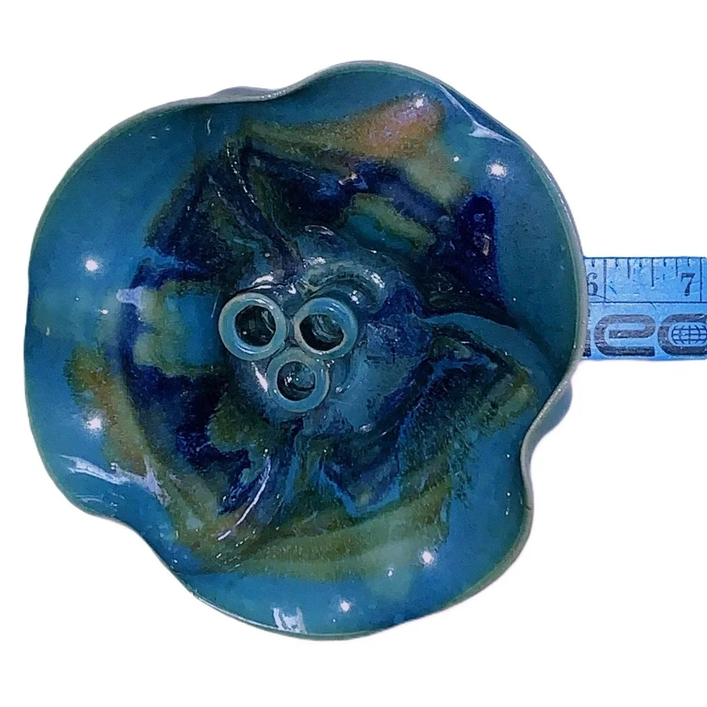 Art Pottery Ikebana MCM Style Bud Vase Flower Frog Draw Tube Water Basin Glazed
